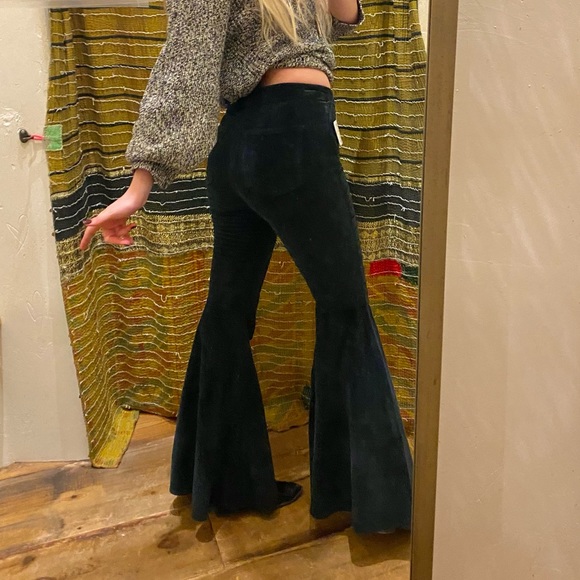 SOLD | Free People Black Velvet Edgy Long Flare Pants - Picture 7 of 7